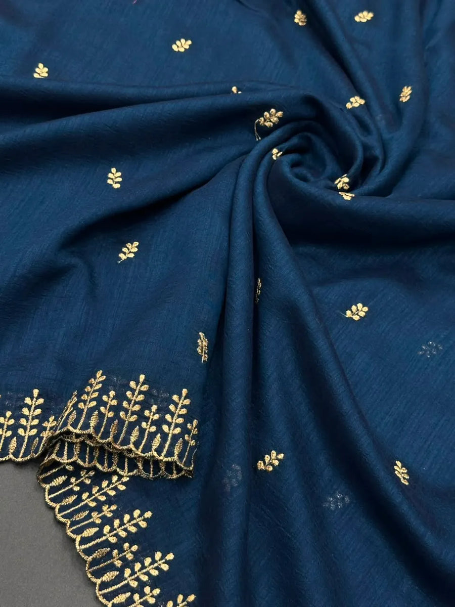Designer Semi Banarasi Tussar Saree with Golden Zari Touch 
