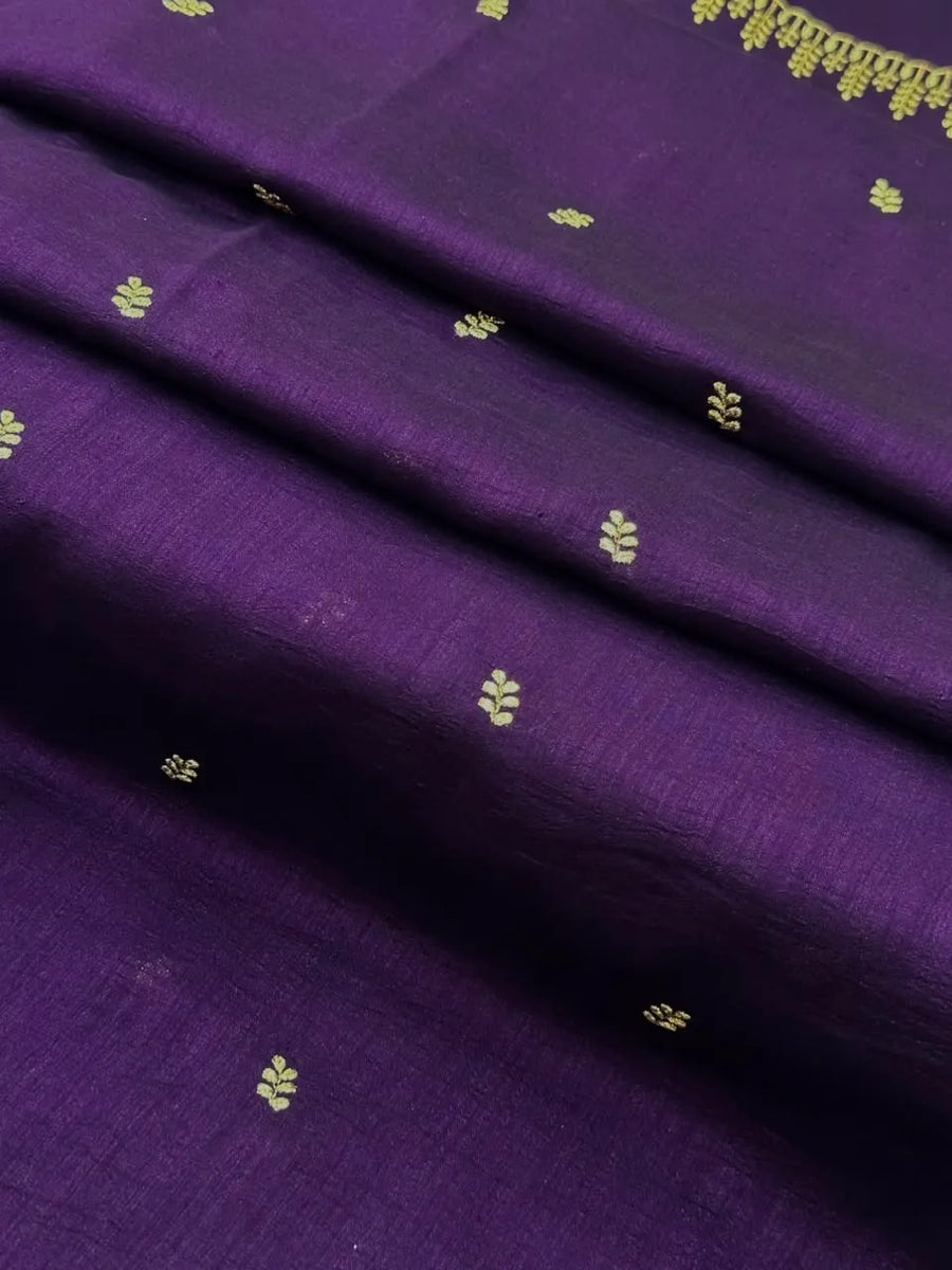 Designer Semi Banarasi Tussar Saree with Golden Zari Touch 