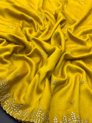 Designer Semi Banarasi Tussar Saree with Golden Zari Touch 