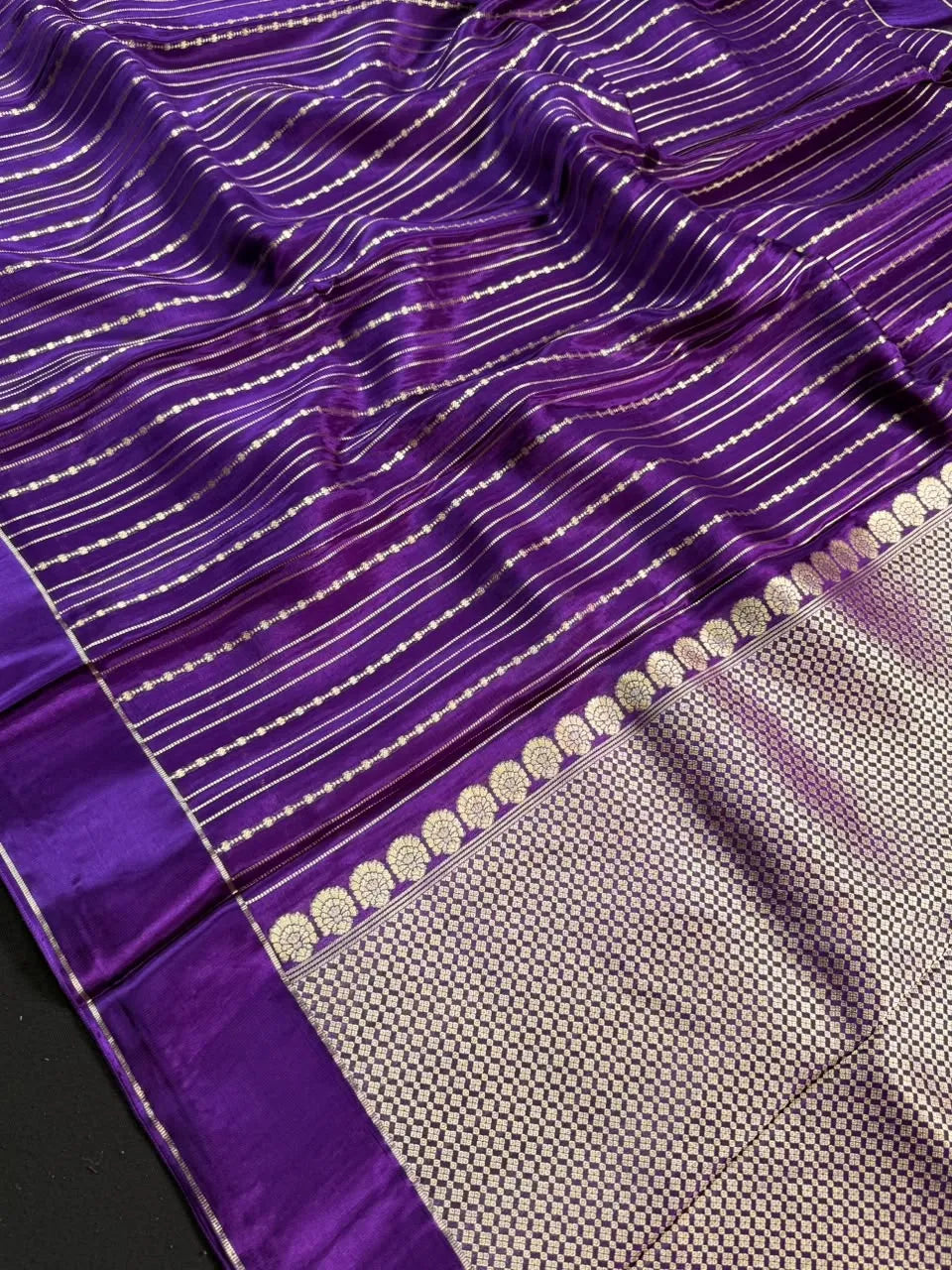 Viscose Crepe Satin Zari Border Saree | Sanjar Creation