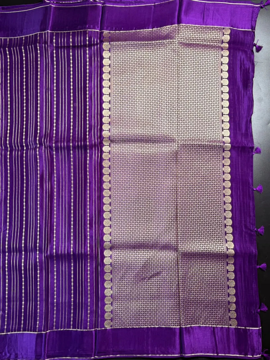 Viscose Crepe Satin Zari Border Saree