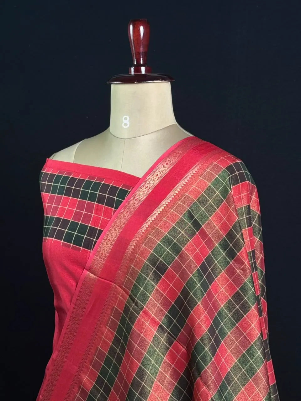 Premium Semi Viscose Silk Saree with Classic Check Weave
