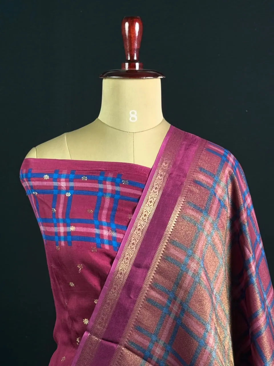 Premium Semi Viscose Silk Saree with Classic Check Weave