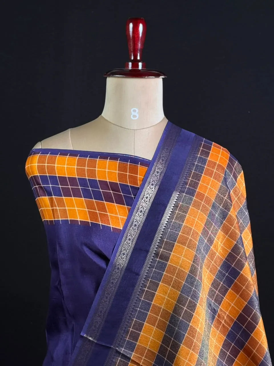 Premium Semi Viscose Silk Saree with Classic Check Weave