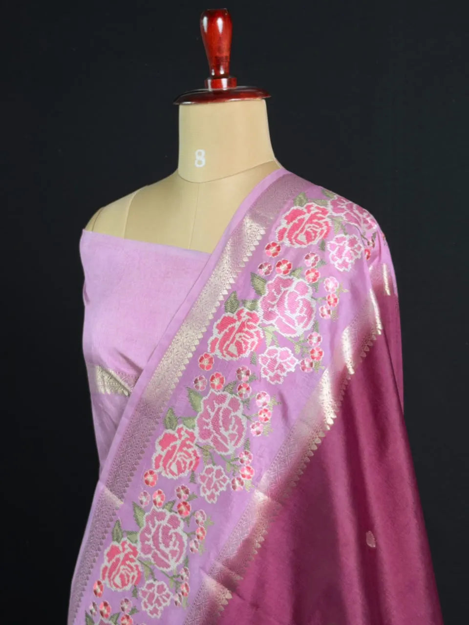 Pure Viscose Zari Silk Saree Floral Weaving and Rich Woven Border