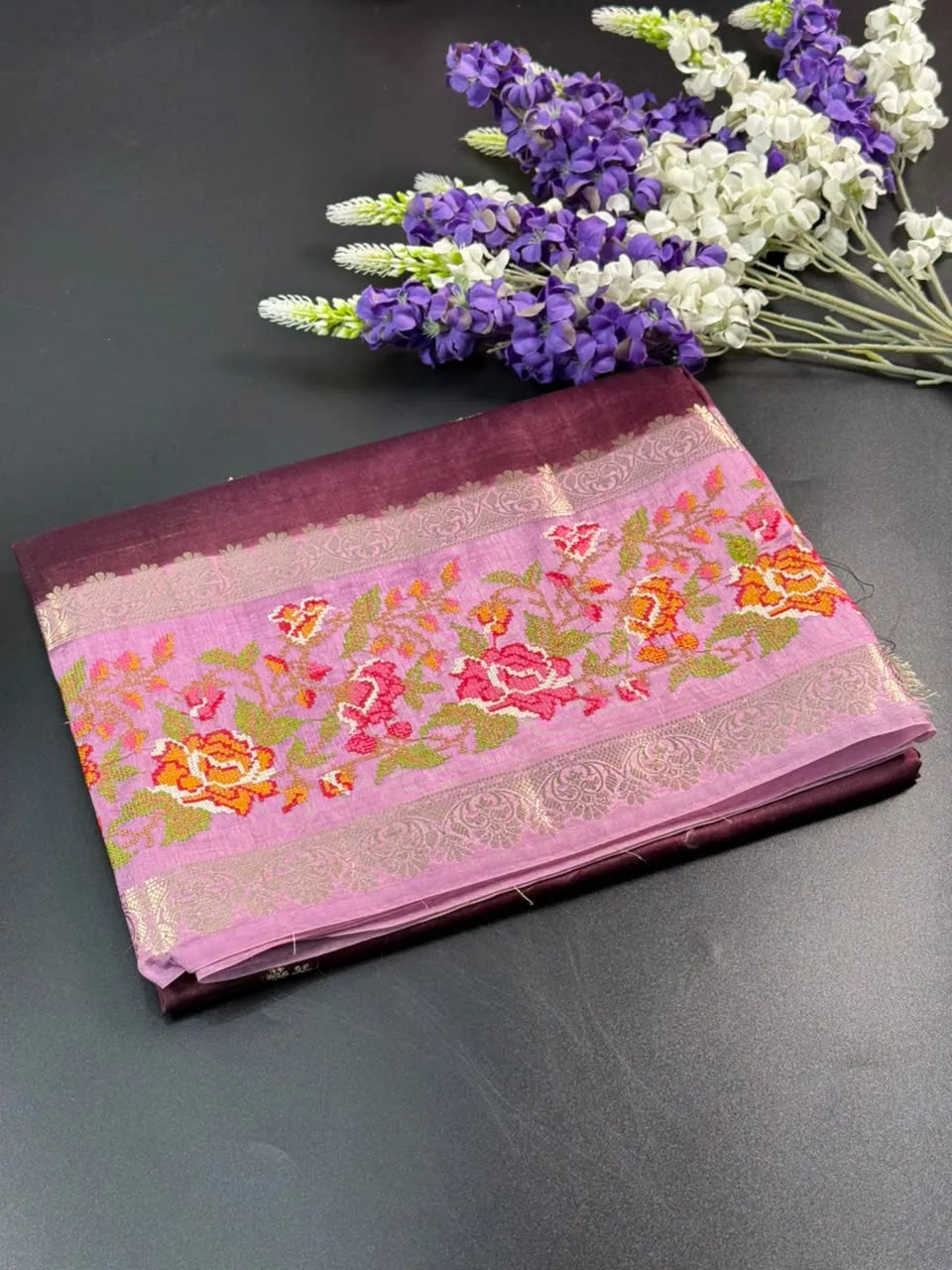 Pure Viscose Zari Silk Saree Floral