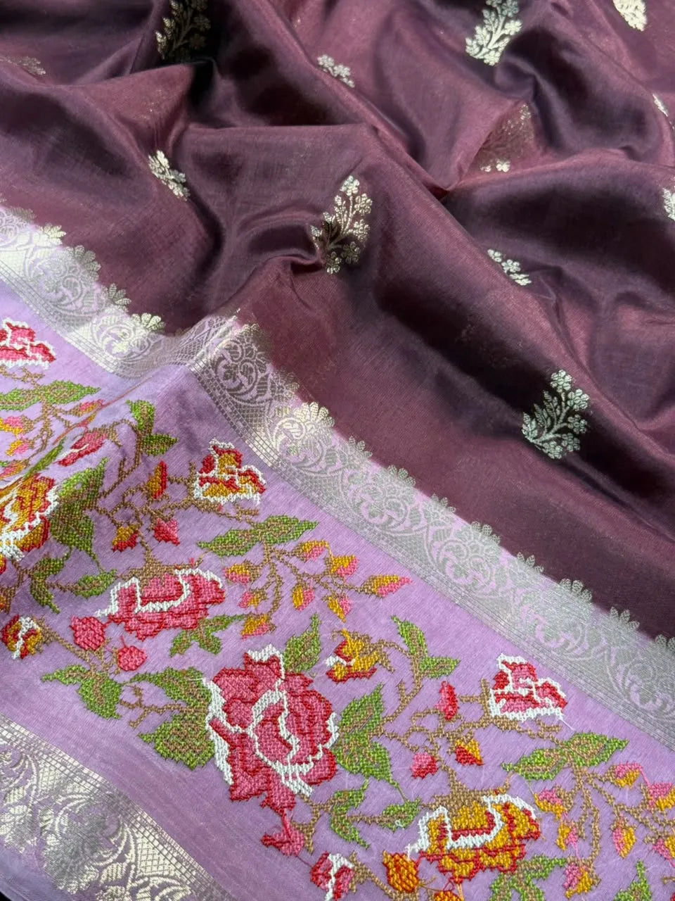 Pure Viscose Zari Silk Saree Floral