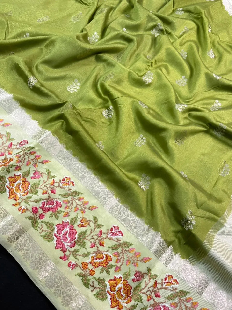 Pure Viscose Zari Silk Saree Floral