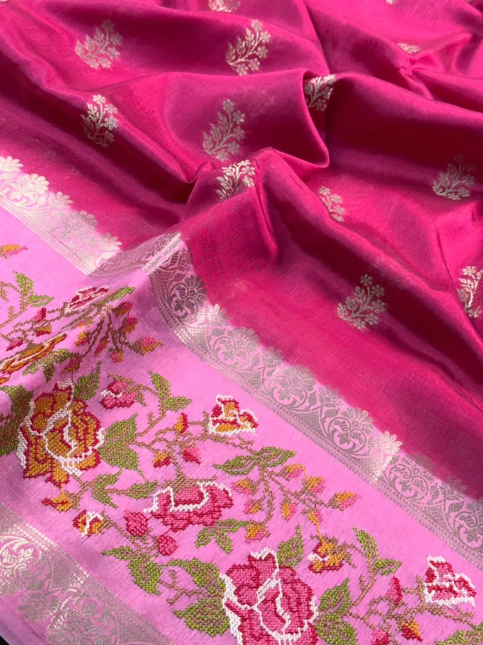 Pure Viscose Zari Silk Saree Floral