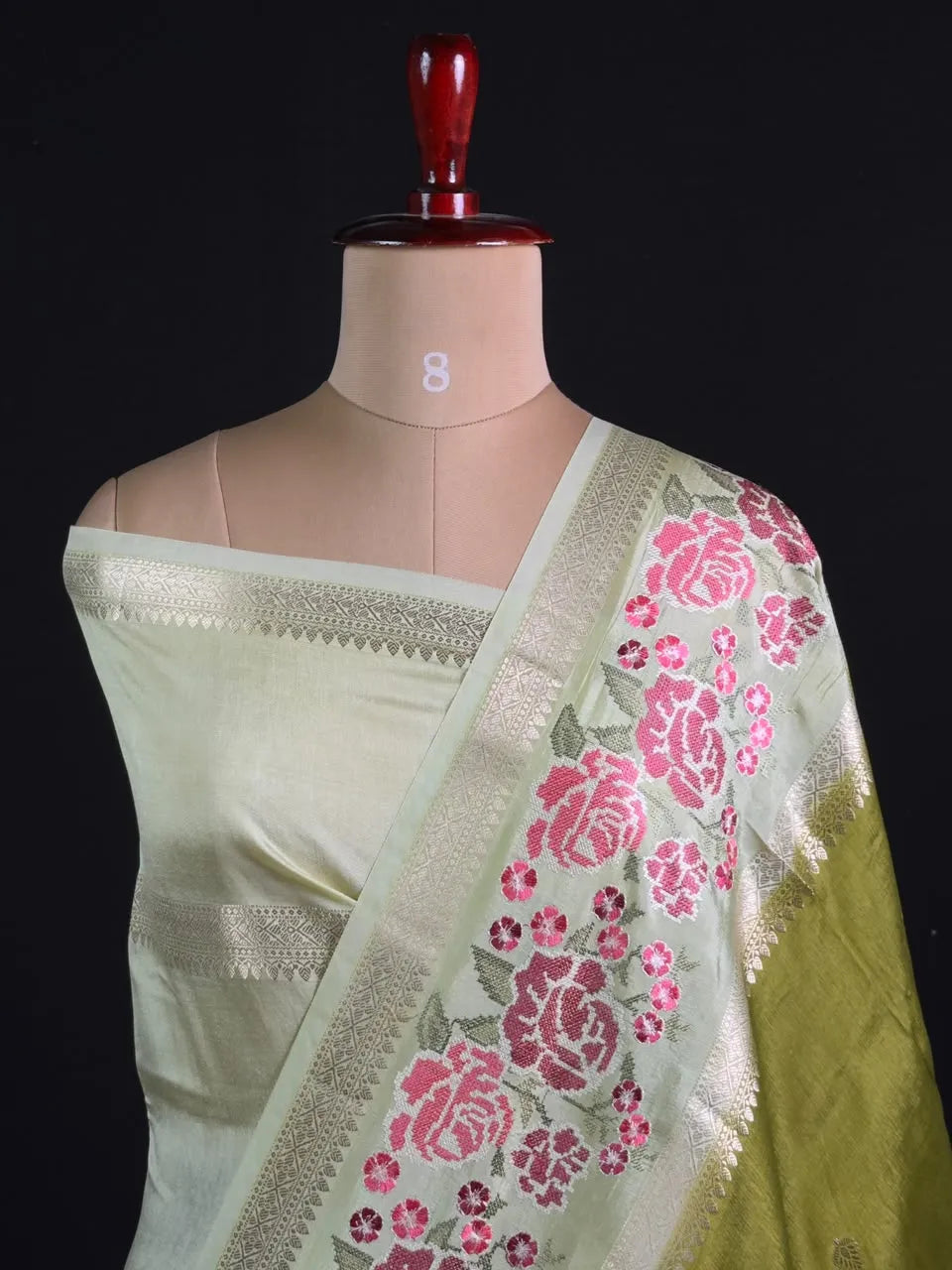 Pure Viscose Zari Silk Saree Floral Weaving and Rich Woven Border