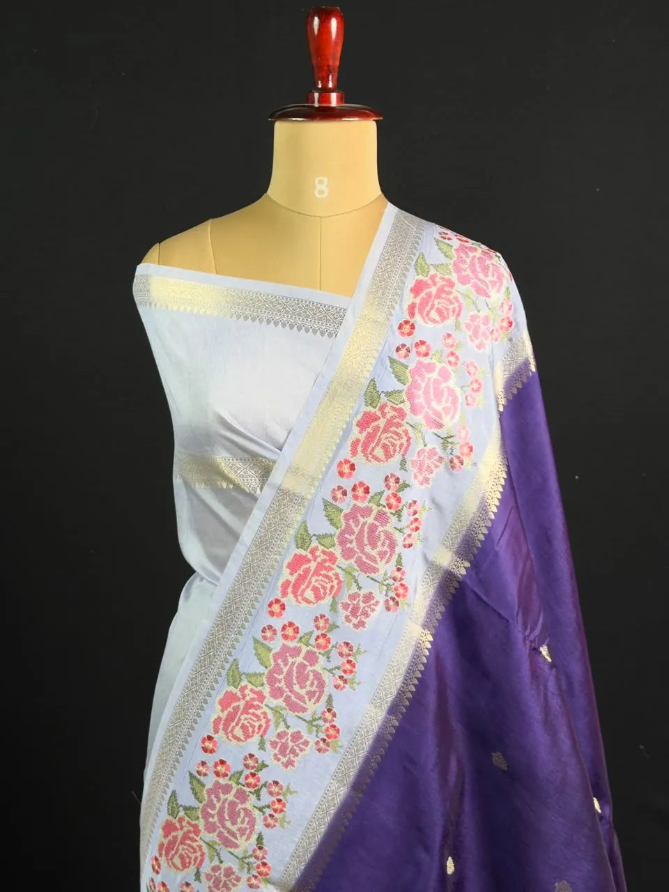 Pure Viscose Zari Silk Saree Floral Weaving and Rich Woven Border