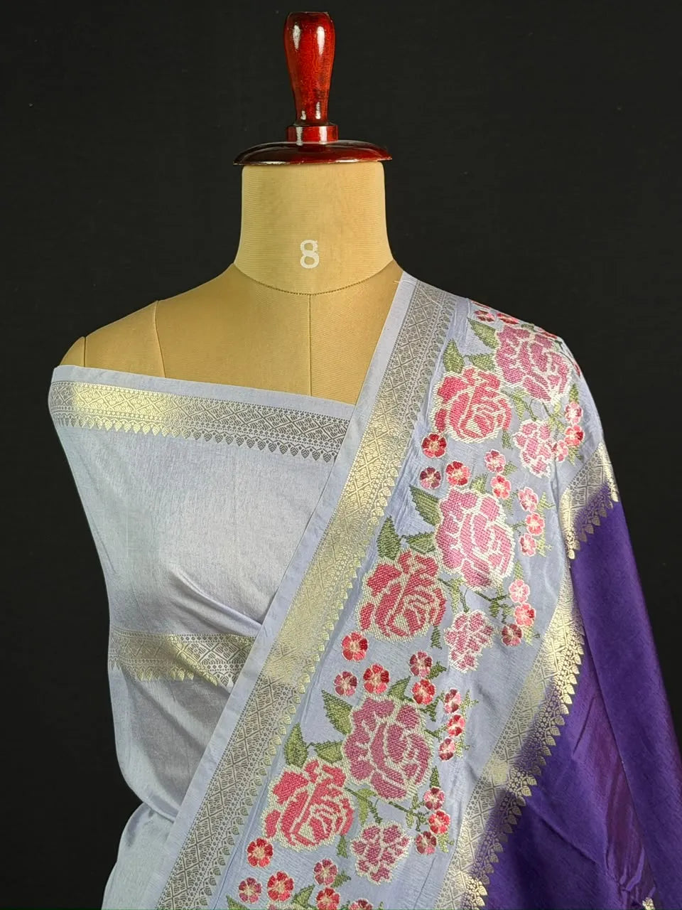 Pure Viscose Zari Silk Saree Floral Weaving and Rich Woven Border