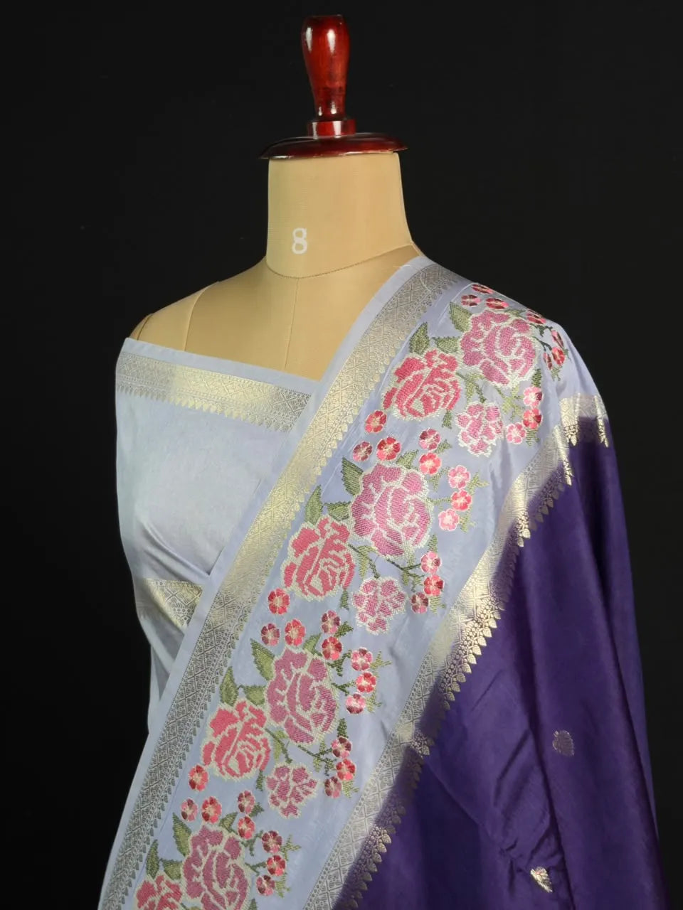 Pure Viscose Zari Silk Saree Floral Weaving and Rich Woven Border