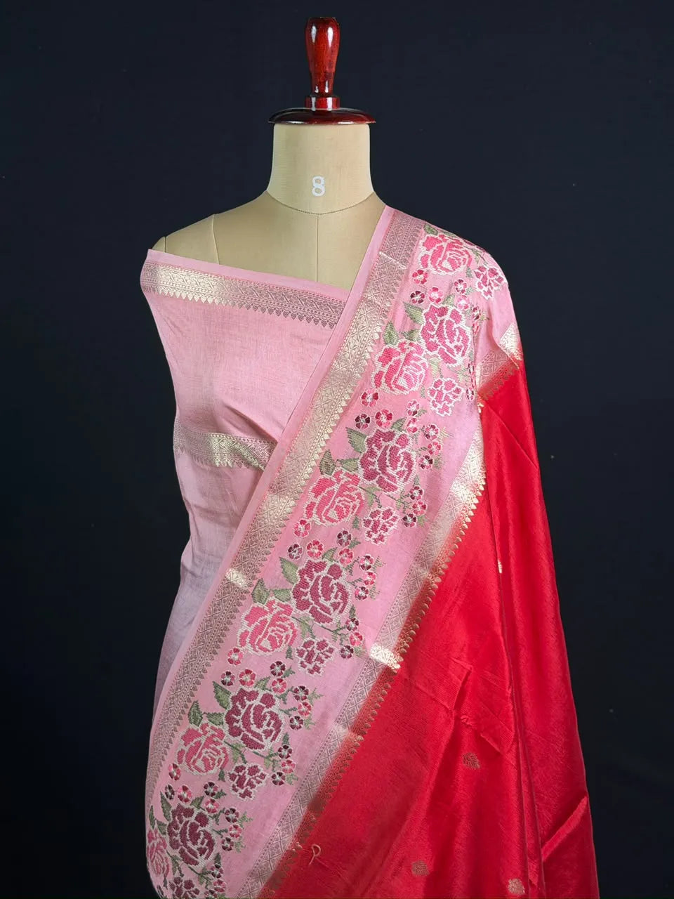 Pure Viscose Zari Silk Saree Floral Weaving and Rich Woven Border
