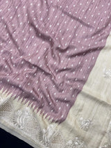 Cut Work Tusser Silk Saree