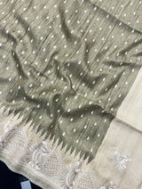 Cut Work Tusser Silk Saree