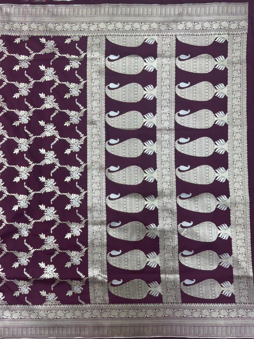 Traditional Semi Banarasi Kataan Silk Saree for Timeless Beauty (Venice Rabdi)