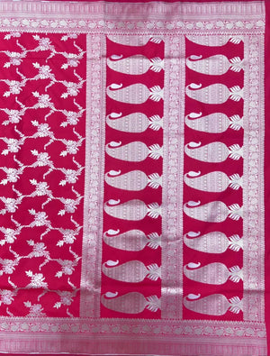 Traditional Semi Banarasi Kataan Silk Saree for Timeless Beauty (Venice Rabdi)