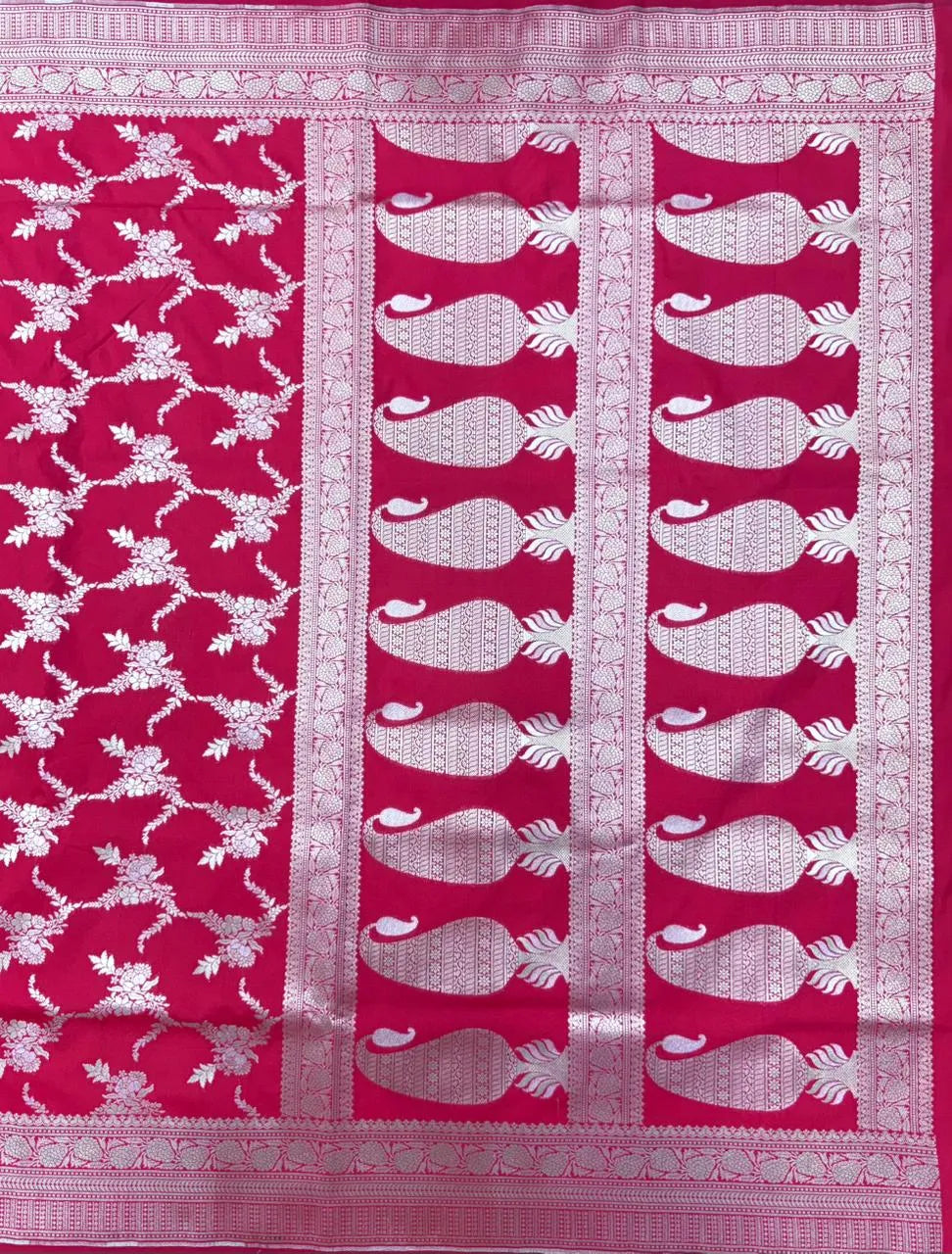 Traditional Semi Banarasi Kataan Silk Saree for Timeless Beauty (Venice Rabdi)