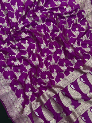 Traditional Semi Banarasi Kataan Silk Saree for Timeless Beauty (Venice Rabdi)