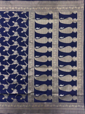 Traditional Semi Banarasi Kataan Silk Saree for Timeless Beauty (Venice Rabdi)