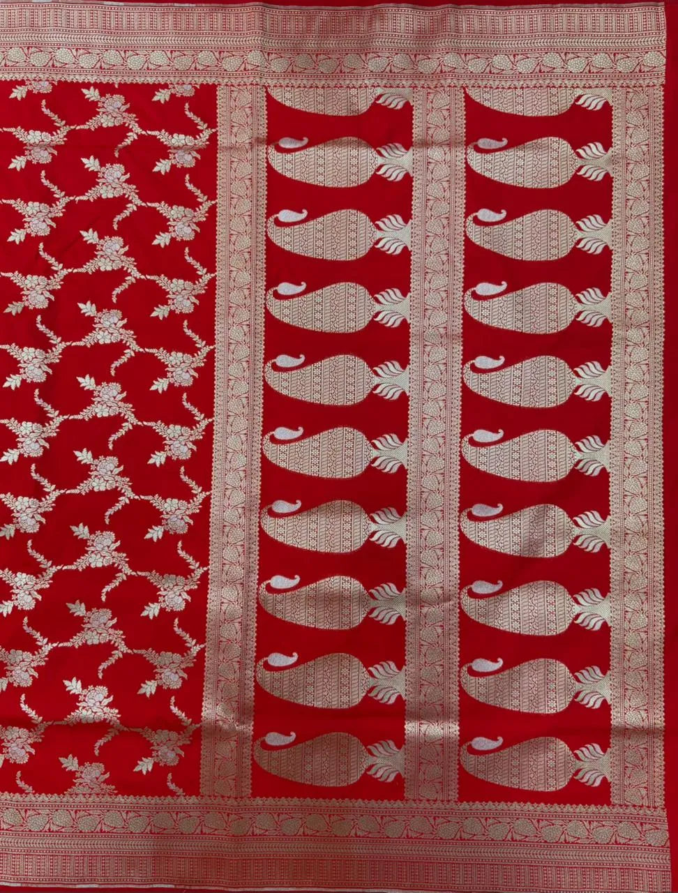 Traditional Semi Banarasi Kataan Silk Saree for Timeless Beauty (Venice Rabdi)