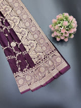 Venice Katan Satin Silk Zari Work Saree