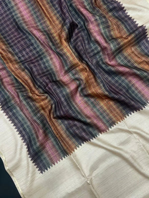 Classic Tasar Silk Saree – Grace Meets Tradition (Viscose Checks)