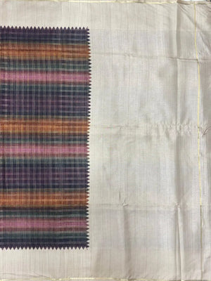 Classic Tasar Silk Saree – Grace Meets Tradition (Viscose Checks)