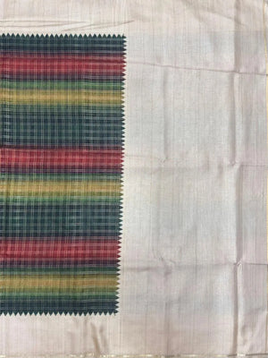 Classic Tasar Silk Saree – Grace Meets Tradition (Viscose Checks)