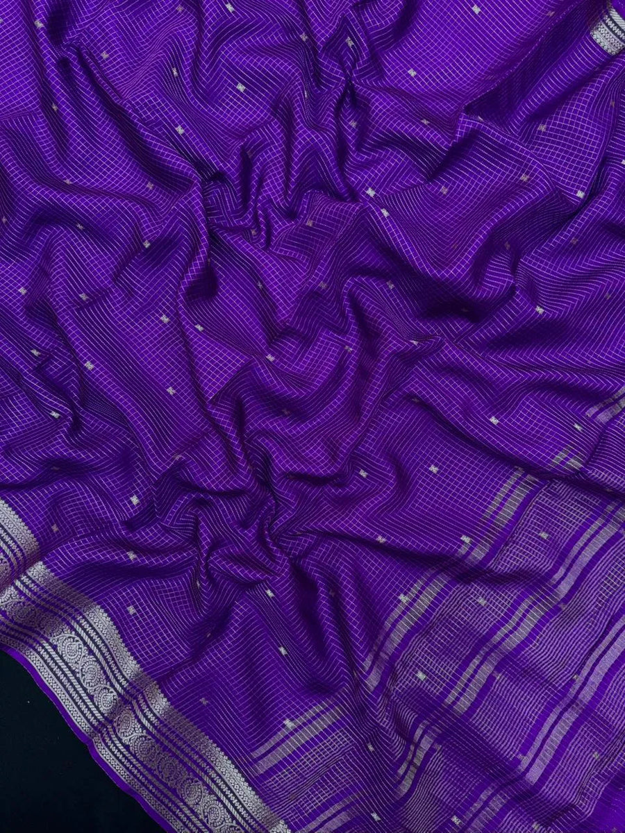 Graceful Malai Cotton Saree with Box Weave Design (Viscose Chex Bute)