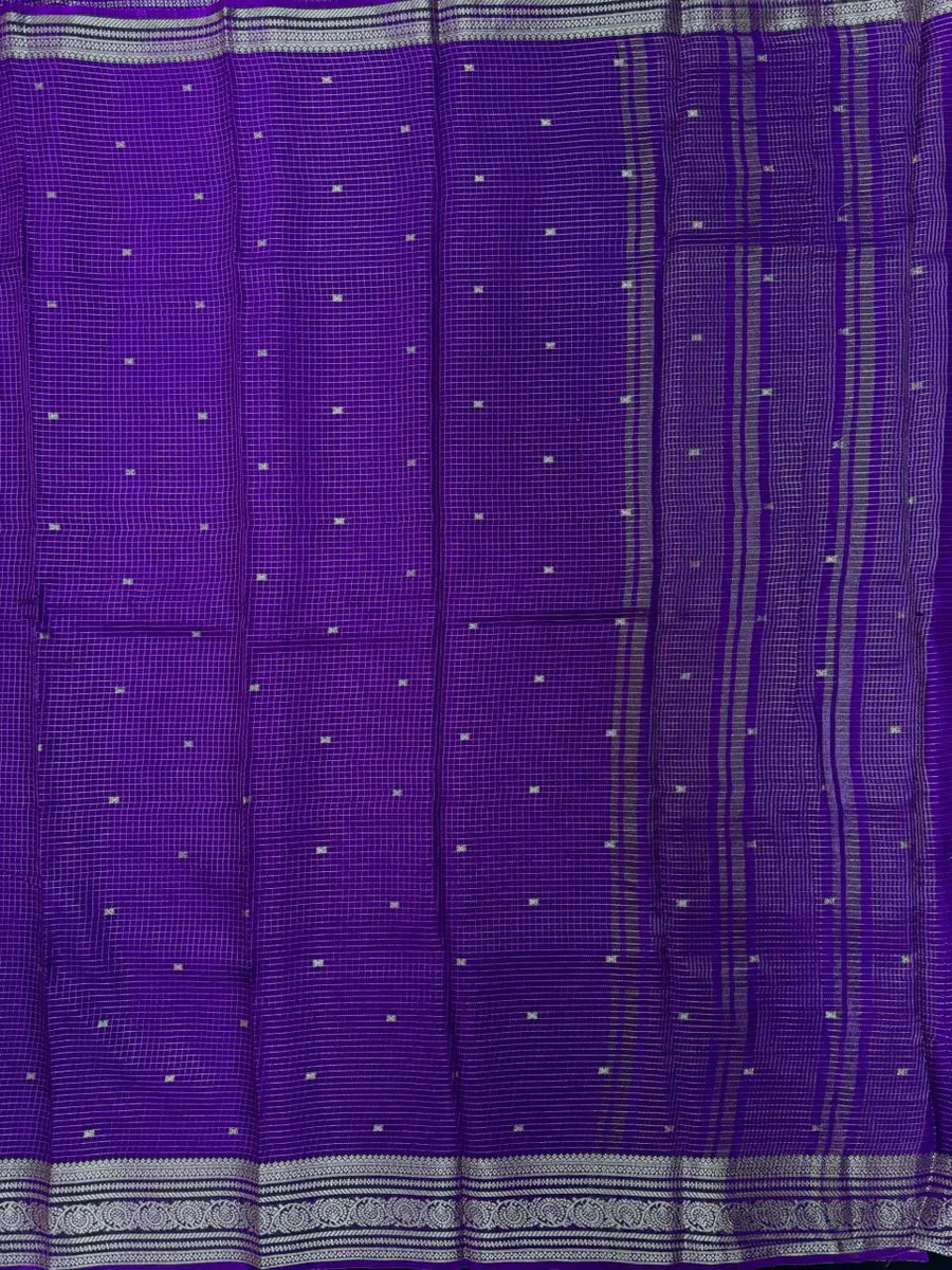 Graceful Malai Cotton Saree with Box Weave Design (Viscose Chex Bute)