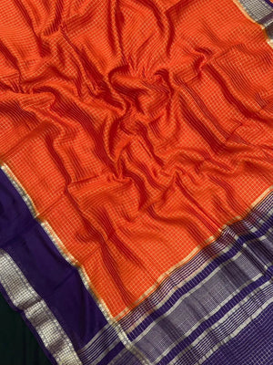 Classic Musk Chex Soft Silk Saree 