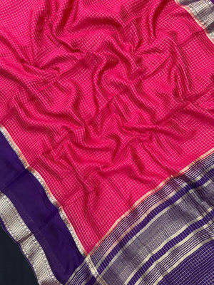 Classic Musk Chex Soft Silk Saree 