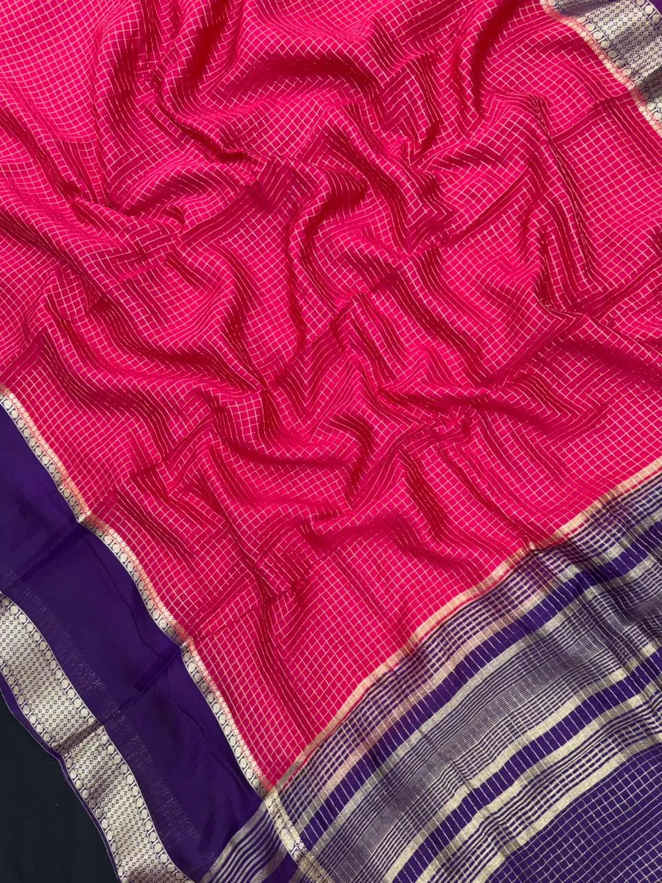 Classic Musk Chex Soft Silk Saree 
