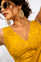 Stylish Embroidered Net V-Neck Ready Blouse