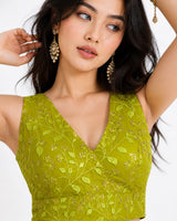 Stylish Embroidered Net V-Neck Ready Blouse 