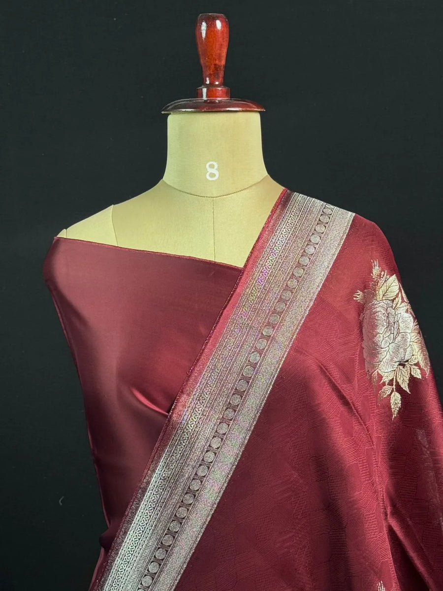 Soft Banarasi Gen Fold Silk Self Saree