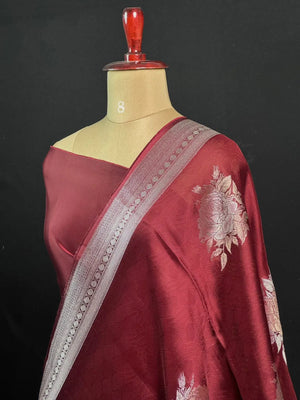 Soft Banarasi Gen Fold Silk Self Saree