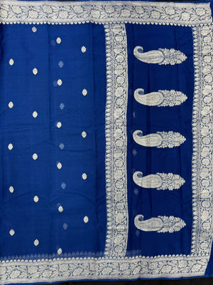 Banarasi Pure Khaddi Chiffon Saree-Self 