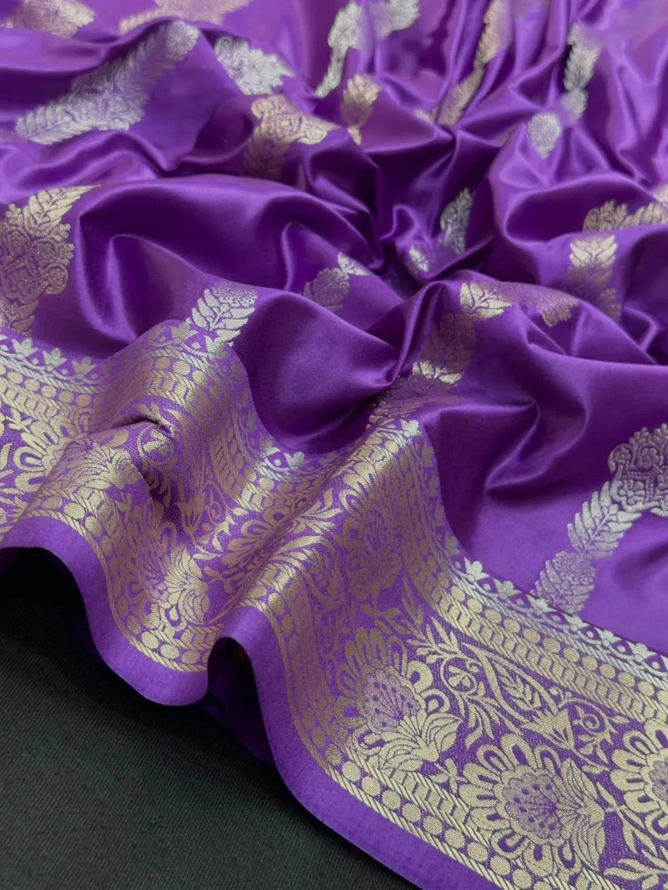 Designer Satin Crepe Saree: Soft Sheen & Rich Fall (Zara Crape)