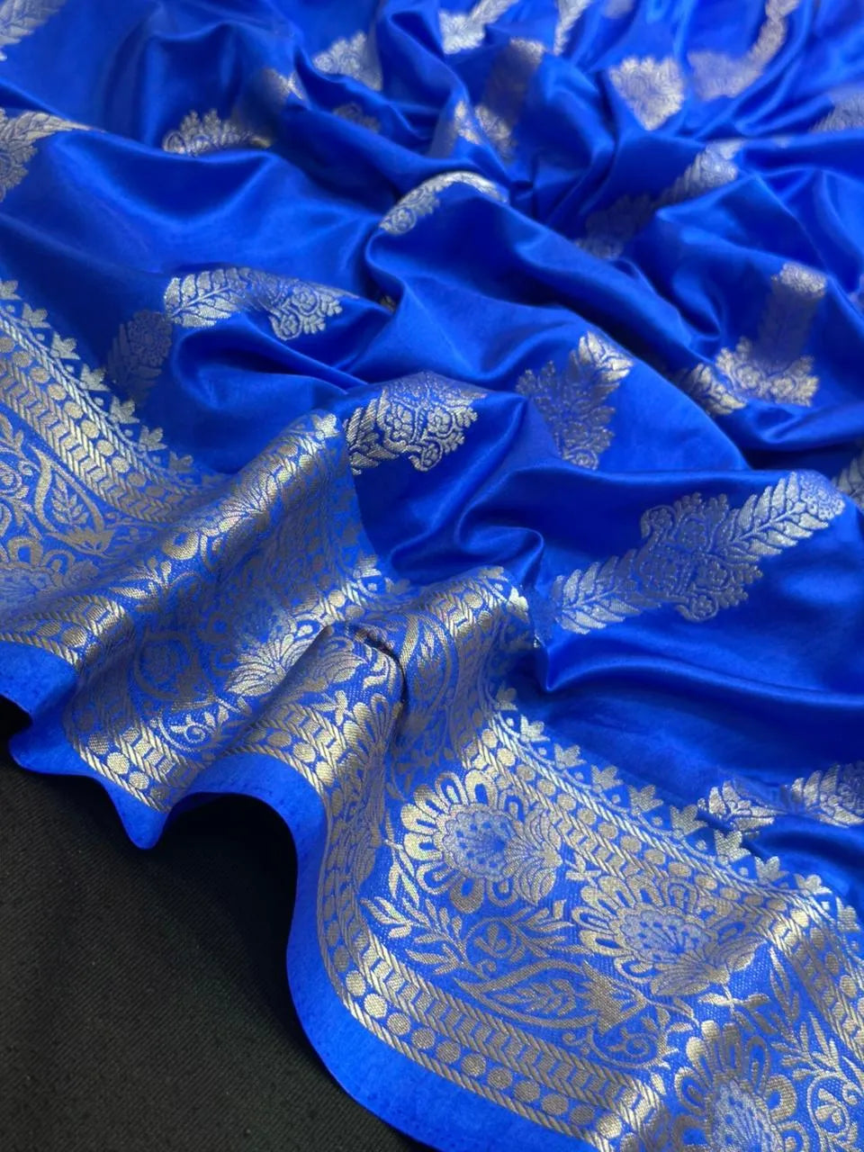 Designer Satin Crepe Saree: Soft Sheen & Rich Fall (Zara Crape)