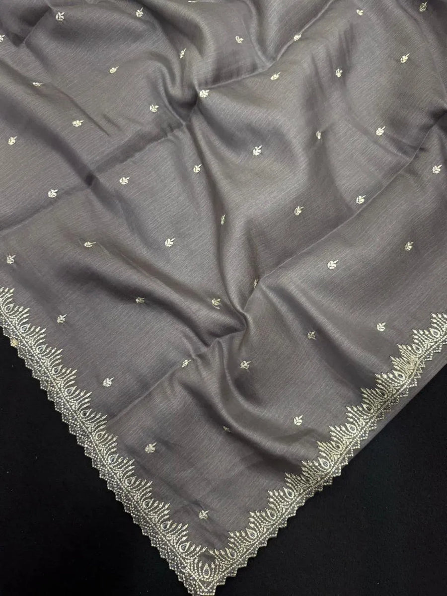 Classic Raw Silk Saree with Lustrous Finish-Zoya Crape 