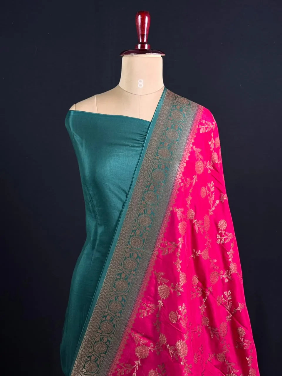 Korean Silk Saree with Rich Zari Floral Weaving
