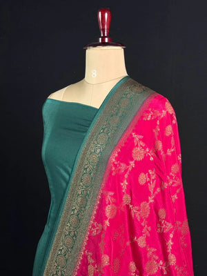 Korean Silk Saree with Rich Zari Floral Weaving