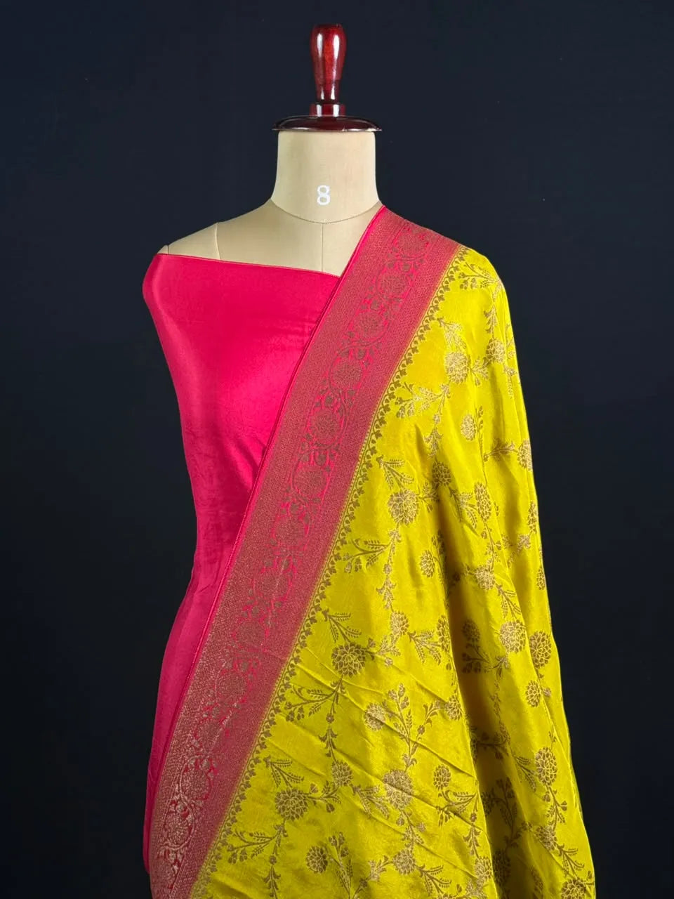 Korean Silk Saree with Rich Zari Floral Weaving