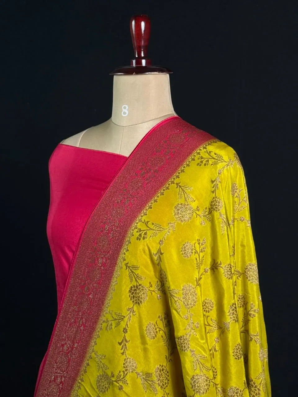 Korean Silk Saree with Rich Zari Floral Weaving