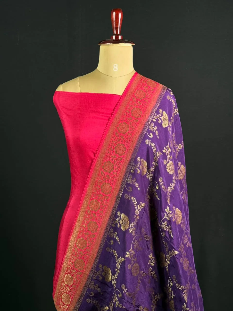 Korean Silk Saree with Rich Zari Floral Weaving