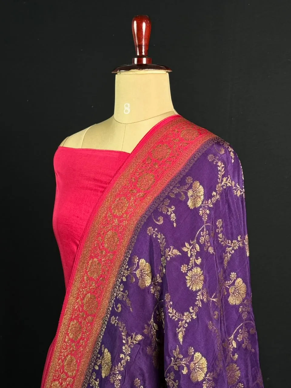 Korean Silk Saree with Rich Zari Floral Weaving