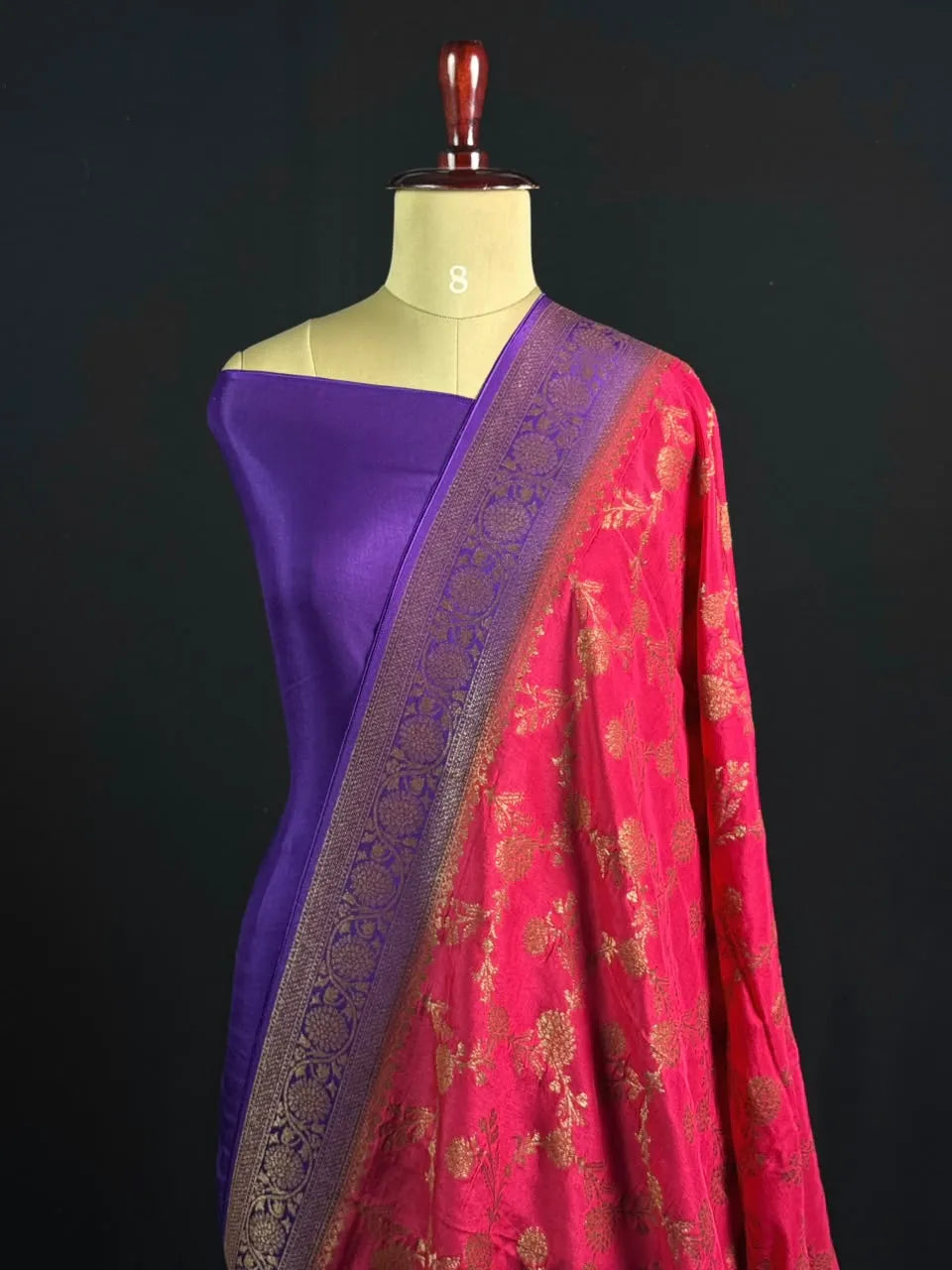 Korean Silk Saree with Rich Zari Floral Weaving